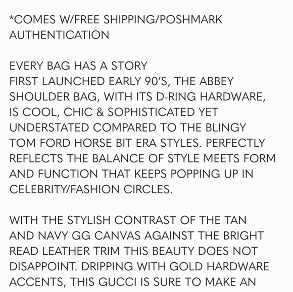 GUCCI VINTAGE 90'S ABBEY TAN CANVAS W NAVY GG DIAMANTE, RED LEATHER/GOLD HRDWR - Picture 13 of 14